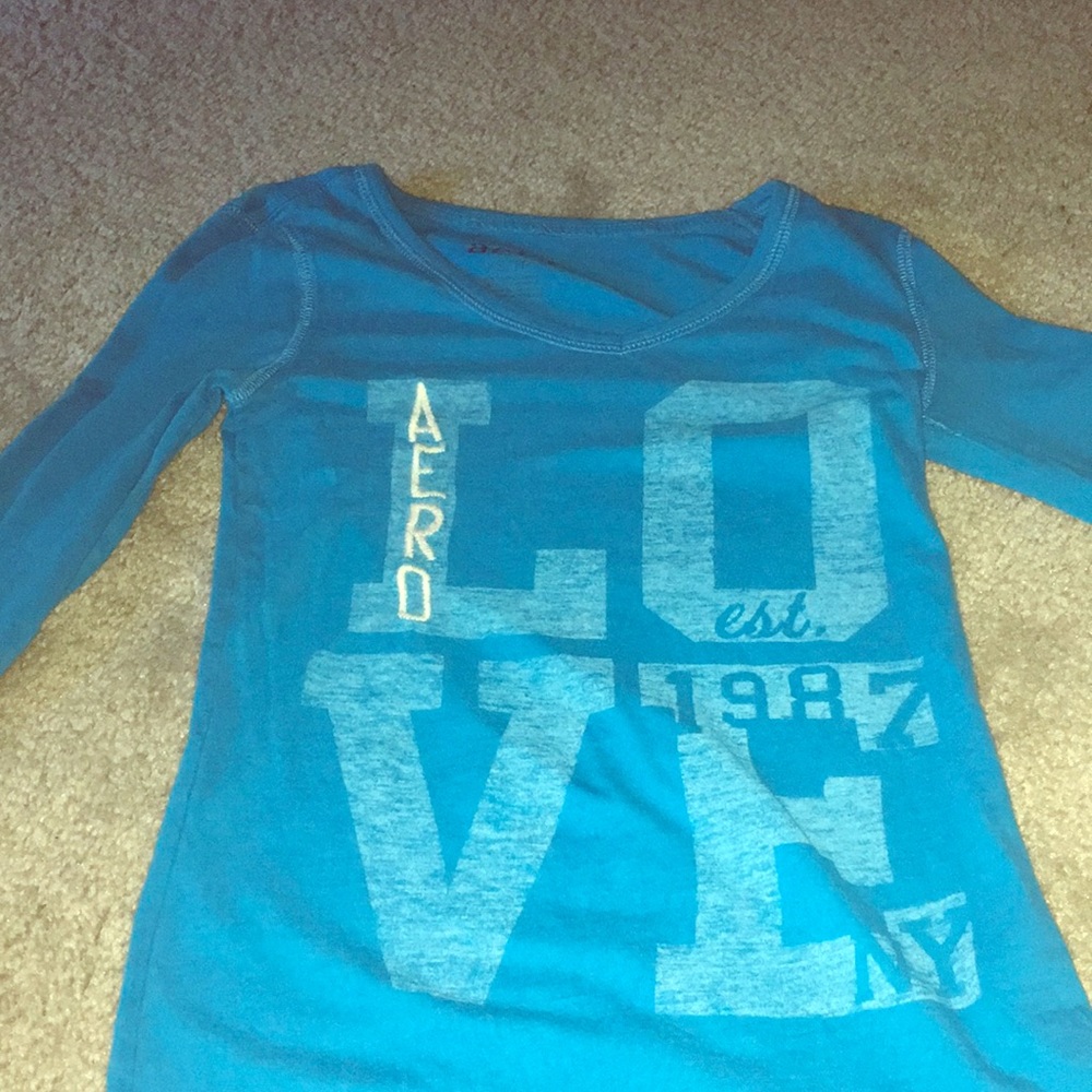 blue aeropostale cropped sleeved